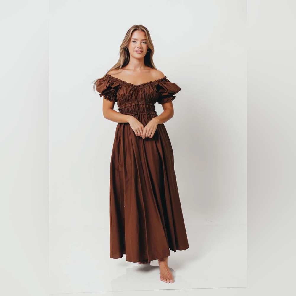 Sydnee Cotton Maxi Dress in Chocolate Brown - Bump Friendly
